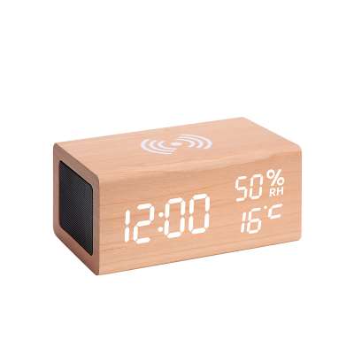 Mobile Phone Wireless Charging LED Display Digital Clock with Speaker