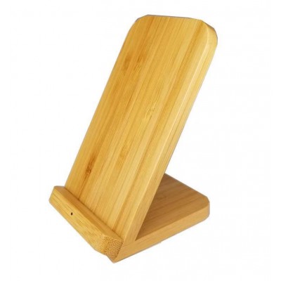 Customized Real Bamboo 10W Fast Wireless Charging Phone Stand for Smart Phone